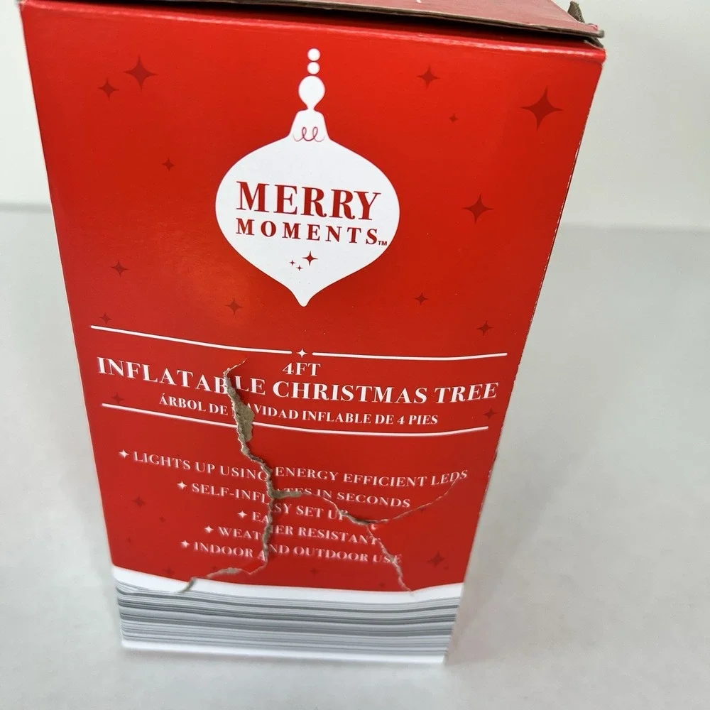 Inflatable LED Christmas Tree Merry Moments 4 Foot Tall NEW Self Inflates Tested